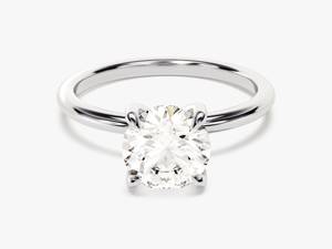 Anillo de Halo de corte redondo de 1-2 CT, anillo de compromiso de diamante solitario con banda oculta dorada, anillo de diamante de promesa - Product Image 6