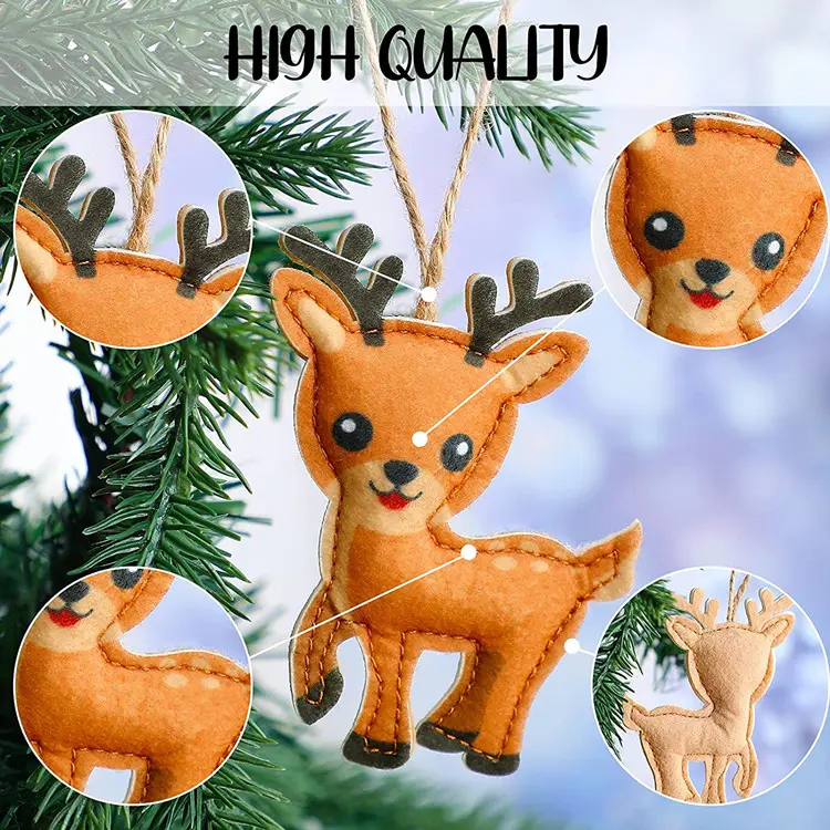 Hot sales christmas animals reindeer wool felt ornaments diy
