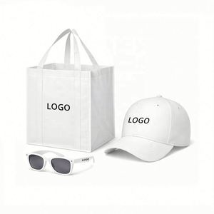Custom Logo Corporate Summer Swag Kit Cotton Tote <b>Bag</b> Sunglasses <b>Baseball</b> <b>Cap</b> Gift Set Silk Screen Printed for Outdoor Events - Product Image 1