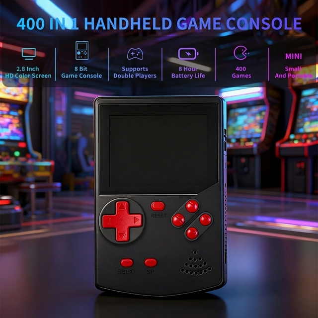 GAMINJA Source Factory 8 Bit Retro Game Console Handheld Player Built-in 400 License-free Games AV Cable Support OEM/ODM Low MOQ