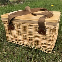 Panier rond fait main de haute qualité avec fermeture à glissière et refroidisseur à l'intérieur cadeau promotionnel WCB001 panier isotherme pique-nique en osier écossais