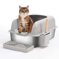 Litière pour chat en plastique fermée et durable de 65 L, anti-éclaboussures, avec clôture haute, toilette pour animaux de compagnie – Approvisionnement direct usine