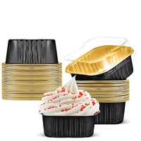 ALCHN Moules à gâteau carrés miniatures jetables en aluminium avec couvercles et grands moules à pâtisserie avec doublures pour cupcakes, qualité alimentaire, capacité de 125 ml, emballage