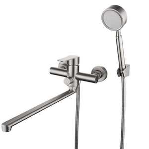 Wall Mounted Kitchen Faucet 304 Stainless Steel Single Handle Flexible <b>Spray</b> Modern <b>Style</b> With Booster Sprayer - Product Image 5