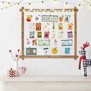 Wooden Photo <b>Display</b> Rack Rectangle <b>Wall</b> Mounted For Living Room Christmas Decoration Artwork <b>Display</b> Board - Product Image 1
