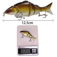 Leurre Artificiel ABS Rigide 12,5cm/21,3g Multi-sections, Simulation de Nageur, Hameçon à Fente Sanguine pour la Pêche en Mer et en Eau Douce