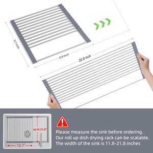 <span class=keywords><strong>Escurridor</strong></span> de Platos Enrollable y Expandible con Cestas de Almacenamiento, <span class=keywords><strong>Escurridor</strong></span> de Platos Plegable para Encima del Fregadero - Product Image 2
