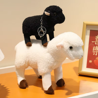 Porte-clés personnalisé en peluche douce de chèvre, agneau ou mouton noir et blanc, idéal pour la vente en gros