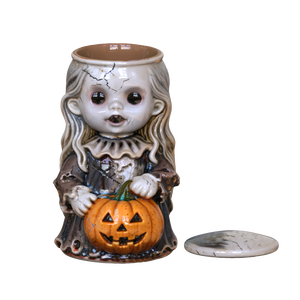 Conteneur en céramique sur mesure en gros, design effrayant, rime d'enfants d'horreur, poupée effrayante portant une lanterne en forme de citrouille, figurines, pots de rangement - Product Image 6