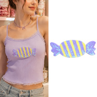 Patch brodé de paillettes mignonnes en forme de bonbons, thermocollant, applique alimentaire pour la décoration DIY de vêtements, sacs et chapeaux