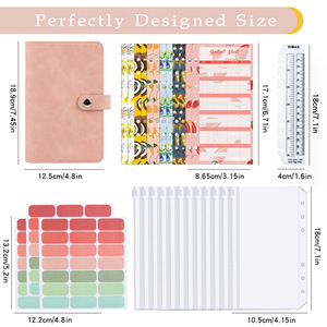 Carnet de budget en cuir souple PU à feuilles mobiles avec fermeture éclair, 12 pochettes, format A6, <span class=keywords><strong>pour</strong></span> approvisionnement transfrontalier - Product Image 2