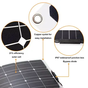 JCN Großhandel mono kristallines PV-Dünnschicht-Solar panel 18V 180w 200w Etfe Flexibles Solar panel