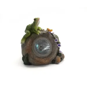 Resin Garden sitting green Frog statue with LED lights for garden decorative gifts souvenir