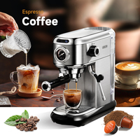 Machine à café expresso portable semi-automatique, barista, cappuccino, pompe en acier inoxydable, programmable, chauffe-tasse, mousseur à lait, UE