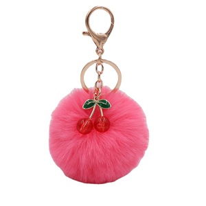 Puffball-Kirsch-Anhänger Schmuck Pompons für Schlüsselanhänger Taschenanhänger Flauschige Fell-Pompons Bälle Pom Pom Schlüsselanhänger - Product Image 5