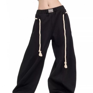 Pantalones Deportivos Personalizados de Alta Calidad para Mujer, Bordados, ODM, de Doble Cintura, Pierna Ancha, Estilo Holgado, de Algodón, Secado Rápido, Anti-Pilling - Product Image 5