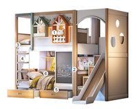 Lit pour enfants en bois massif, lit mezzanine, maison dans les arbres, lit château, lit mère-enfant, petite maison