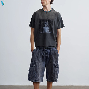 <span class=keywords><strong>T</strong></span>-<span class=keywords><strong>Shirt</strong></span> personalizzate con ricamo in difficoltà con lavaggio grafico acido da uomo in cotone 100% sbiadito di lusso lavato con taglio corto <span class=keywords><strong>T</strong></span>-<span class=keywords><strong>Shirt</strong></span> da uomo - Product Image 5