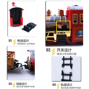 Control remoto pista tren coche clásico simulación agua vapor ferrocarril conjunto árbol de Navidad Decoración - Product Image 3
