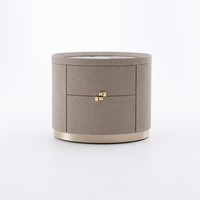 Table de chevet minimaliste en cuir, table de chevet moderne pour chambre à coucher, comptoir en marbre, armoire latérale en bois avec 2 tiroirs