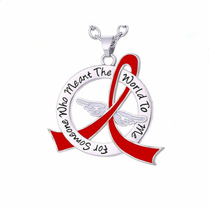 Alliage métallique sensibilisation à la maladie DIY <span class=keywords><strong>message</strong></span> gravé signifiant monde rose bleu vert survivant ruban pendentif colliers - Product Image 3