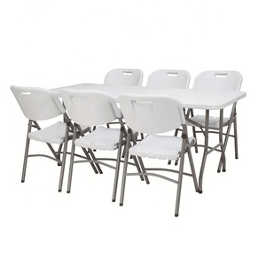 Robuster Weißer Klapptisch, Multifunktionaler Faltbarer Tisch für Outdoor-Camping, Picknicks, Partys und Indoor-Veranstaltungen - Product Image 5