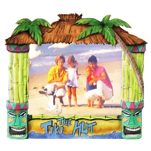 Custom Made Souvenir Beach Scenery laser carved MDF Picture Frame Wood epoxy density board crystal photo frame 4*6