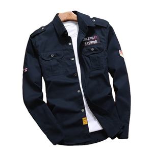 2025 도매 남성화물 셔츠 100% 면 긴 소매 군사 스타일 남성용 야외 전술 캐주얼 셔츠 - Product Image 2