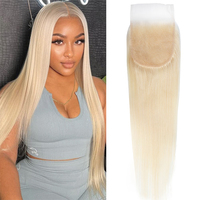 CLJhair Cabello Indio Liso Rubio 613 con Cierre de Encaje 5x5 HD, Cabello Virgen Directo de Fábrica para Venta al por Mayor de Extensiones de Cabello para Salones de Belleza