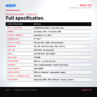 Car Radio 9 Inch Car Audio Android KSOY-03 AHD Reversing Camera RCA 4.1 Channel Subwoofer Output