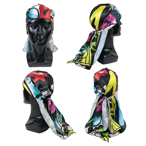 <span class=keywords><strong>Durag</strong></span> en satin de haute qualité avec logo personnalisé, <span class=keywords><strong>motif</strong></span> imprimé, soyeux, en gros, pour hommes - Product Image 2