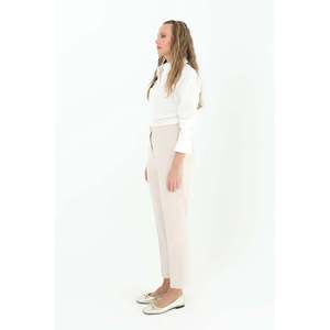 Puane Women's Carrot Fit Fabric <b>Trousers</b>, Comfortable Beige Casual Pants with Modern Design, Model 18118PNT - Product Image 2