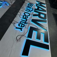 Solution d'installation de lettres rétroéclairées à LED à changement de couleur, signalétique rétroéclairée certifiée CE et RoHS, panneau métallique extérieur