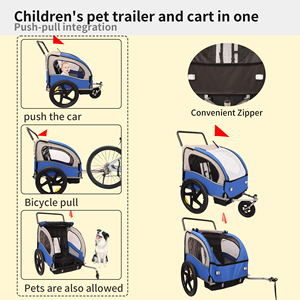 Baby Child Single or Double Folding Safety <b>3</b> <b>Wheel</b> Large Pet <b>Bike</b> Trailer Dog with Handle <b>Bike</b> Bicycle Trailer - Product Image 5