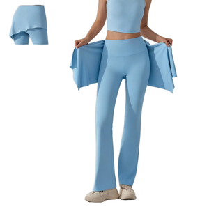 Pantalon de yoga évasé taille haute pour femme, ultra doux et élastique, effet seconde peau, pour le sport et le fitness en extérieur, collection 2025 - Product Image 1