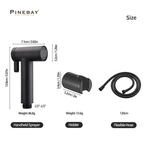 PINEBAY принадлежности для ванной комнаты ABS Пластиковый черный комплект неэлектрический биде с двумя насадками для душа Shattaf унитаз биде набор распылителей - Product Image 6