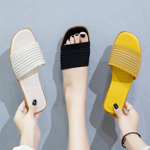 Flat Slippers for Women Wearing Summer New Fashion Net Red Knitting - Line Student Lazy Drag - Product Image 1