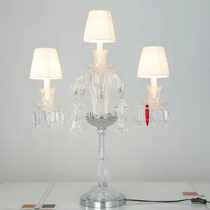 European Style Modern Living Room Decorative Round 2 Lamp Crystal Candelabra Table Lamp Wedding Decor Candle Lights