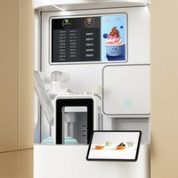 Máquina Expendedora de Helado Suave, Gelato y Algodón de Azúcar KU KU Robot con Pantalla Táctil de Acero Inoxidable, Capacidad para 200 Vasos