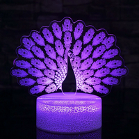 Lampe de nuit 3D en forme de cœur, lampe à illusion avec base craquelée, lampe de table LED à commande tactile USB, décoration de chambre personnalisée, cadeau pour enfants