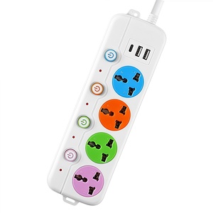 904 # LED Power Strip với 4 cửa hàng 10A sạc cổng 2 <span class=keywords><strong>USB</strong></span> + 1 Type-C ánh sáng đầy màu sắc giao diện 4 AC ổ cắm mở rộng ổ cắm - Product Image 1