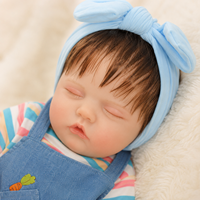 BAkwbwBY Poupée Reborn de 18 pouces avec corps en tissu, nouveau-né endormi, tenue lapin en jean bleu, poupée réaliste, vente en gros, cadeau pour enfants