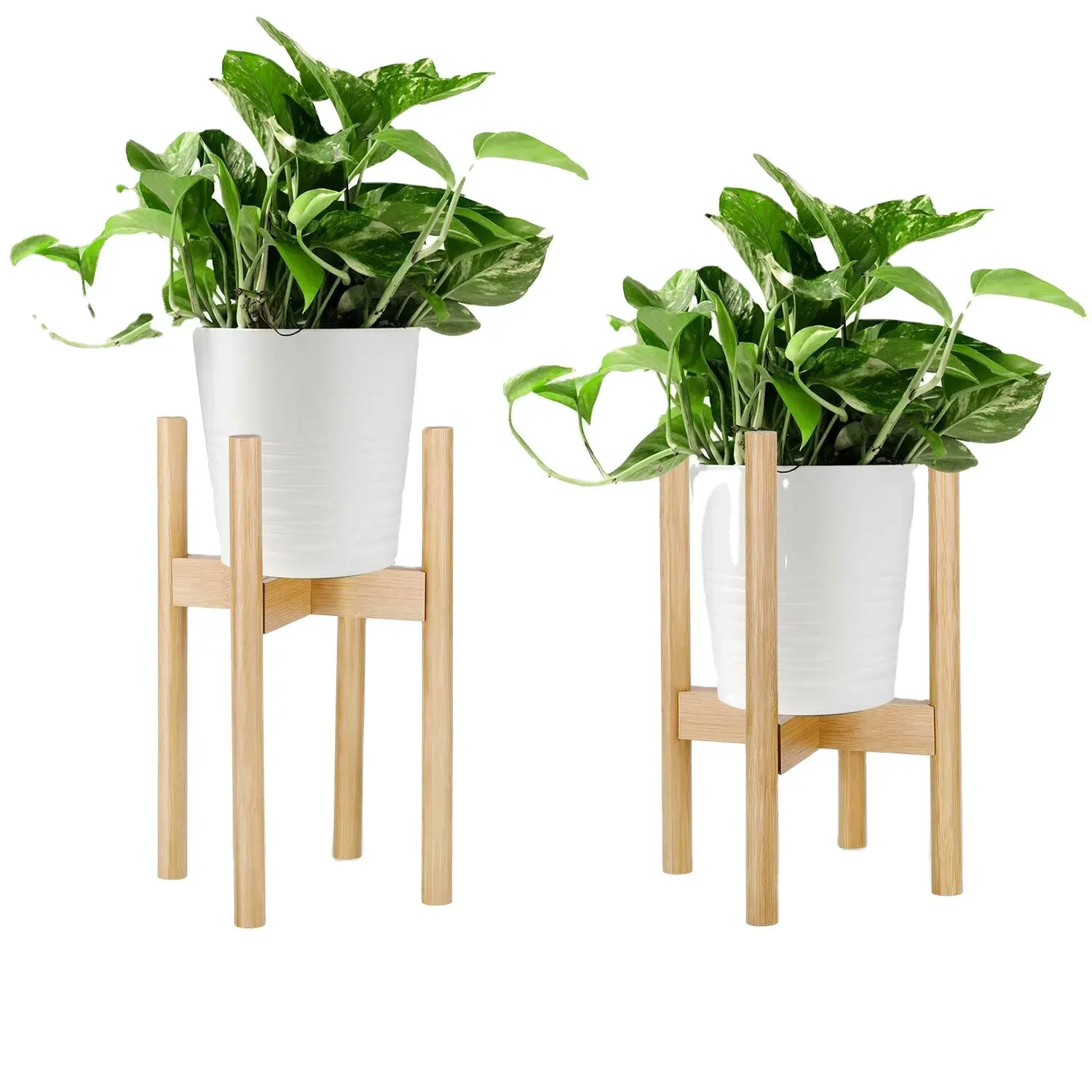 Suporte & suporte de plantas para área interna, decoração de casa, moderno, suporte de madeira, bambu, canto ajustável, planta, suporte para plantas internas