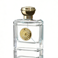 Bouchon de bouteille de parfum en verre cristal 100ml bouchon en bois estampé à chaud recyclable plat pour emballage de parfums