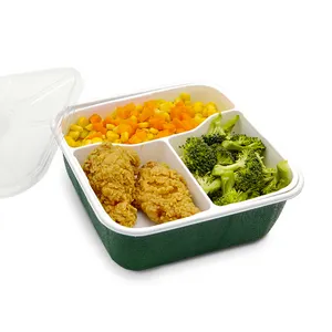 Microwavable Descartáveis de Plástico Eco Amigável 3 Compartimento Caixas de Almoço de Bento para Takeaway