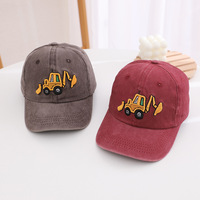 Nouvelle casquette de baseball rétro unisexe pour enfants printemps/automne à 6 panneaux avec patch de dessin animé excavateur en tissu coton et boucle en cuivre argenté