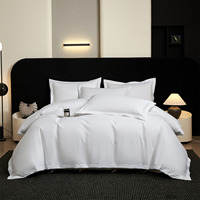 Nouvelle drap-housse d'hôtel personnalisable en coton tissé uni 100% haute densité, avec bande décorative pour gîte