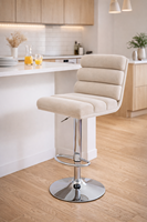 Tabouret de bar commercial moderne et réglable avec dossier et repose-pieds en velours rembourré pour chambre, cuisine, bar, café, salon
