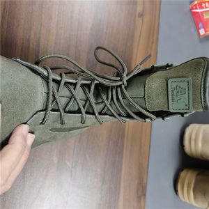 Bottes tactiques montantes en cuir de vachette suédé vert personnalisées TSB21 - Product Image 3