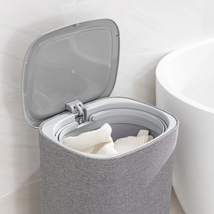 Fabric Pedal Storage Bucket With Lid Rectangle Non Woven Fabric Eco Friendly Clothing Organizer Laundry <b>Basket</b> For Home Use - Product Image 2
